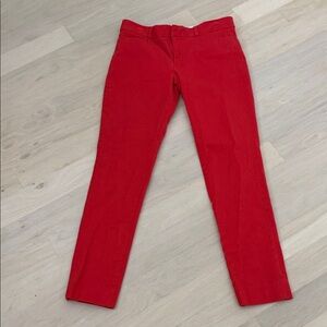 Bright Red Straight-Leg Pants